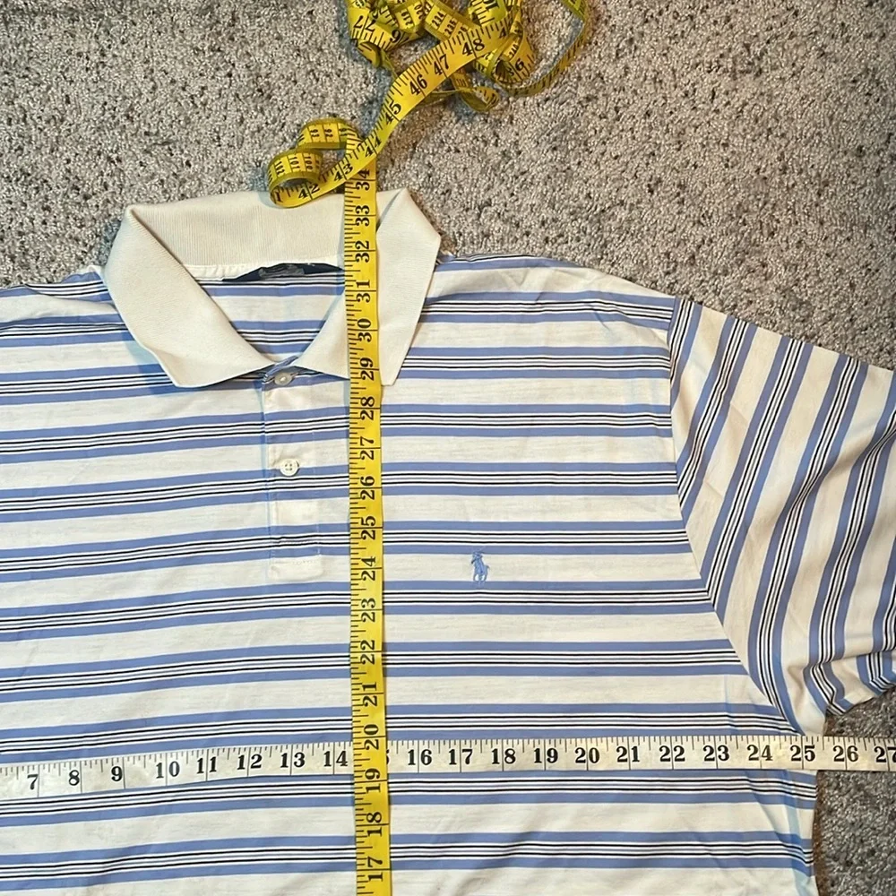 Polo Ralph Lauren Golf‎ Men’s Short Sleeve Light Blue White Stripe Short Sleeve